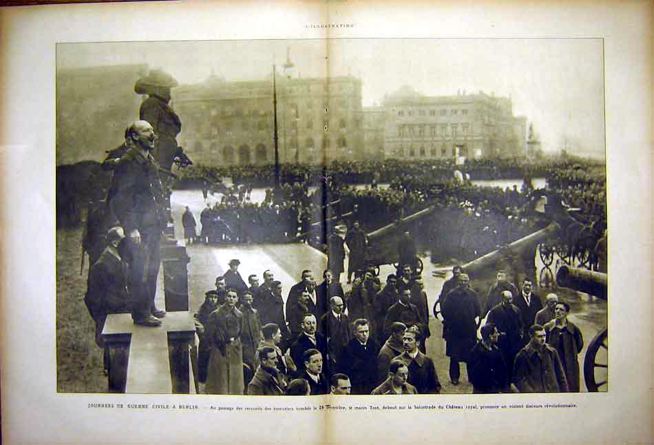 Original Old Vintage Print Civil War Berlin Tost Royal Castle French 1919 20th
