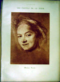 Original Old Vintage Print Pastel Portrait Favart Pompadour Madame 1919 20th