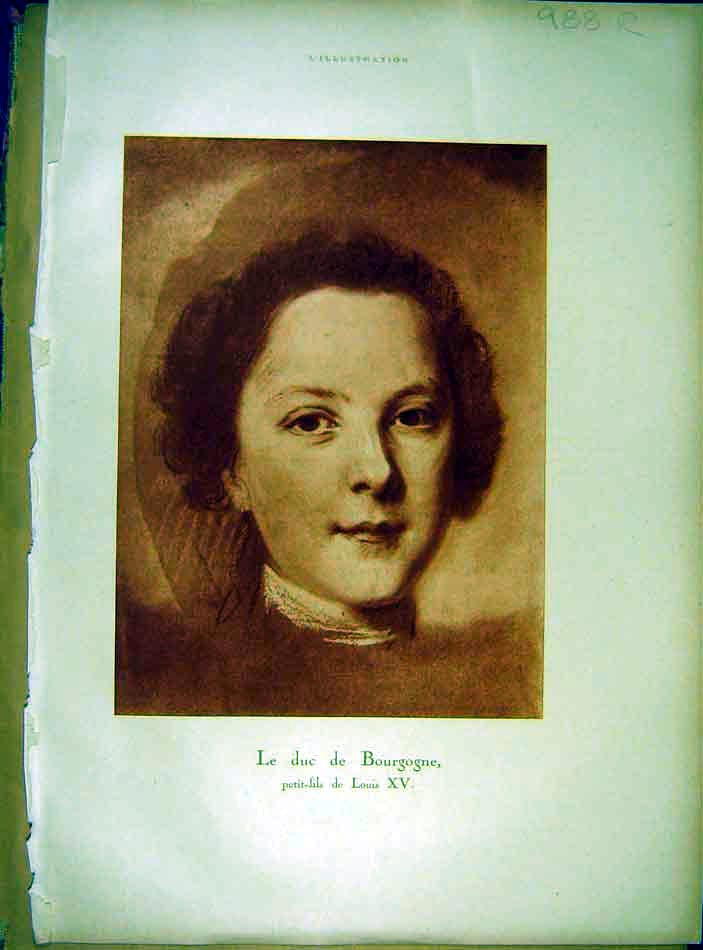 Original Old Vintage Print Bourgogne Portrait Alembert Sepia French 1919 20th