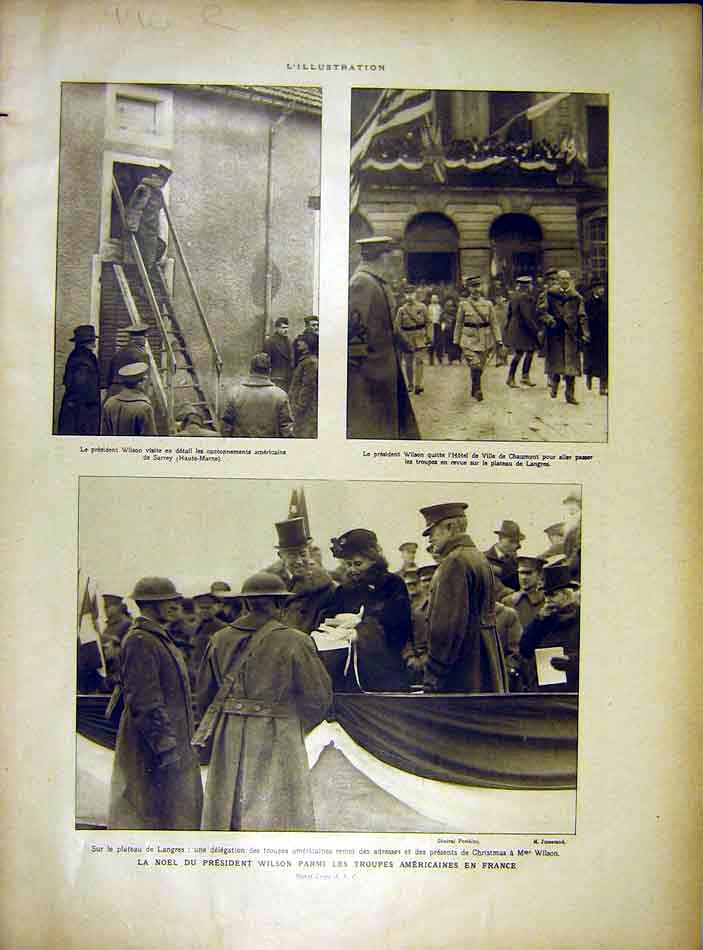 Original Old Vintage Print Wilson American Troops France Schlestadt Castle 1919