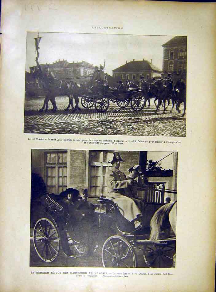 Original Old Vintage Print Zita Habsbourg Hungary War Italian Budapest 1919