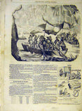 Original Old Antique Print Fete Saut-Du-Doubs Boat River French 1854 Victorian