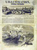 Original Old Antique Print Saint-Clair Rhone Lyon River French 1854 Victorian