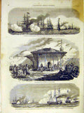 Original Old Antique Print Squadron Navy Bruat Bosphore Ambulance Descartes 1854