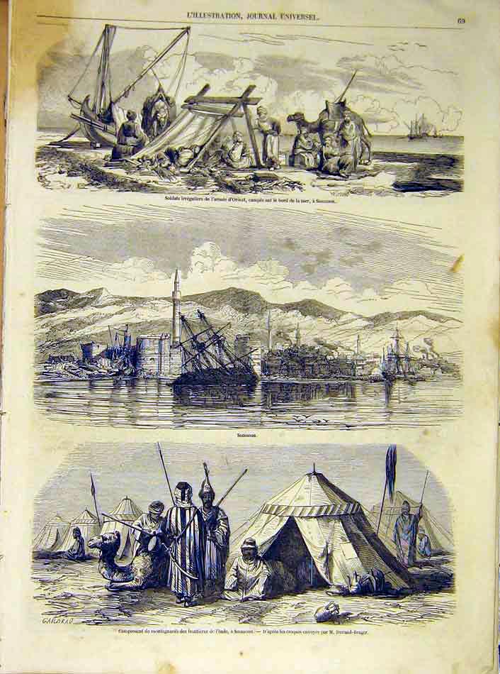 Original Old Antique Print Siers Samsoun India Durand-Brager French 1854 19th