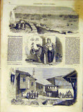 Original Old Antique Print Baldjick Water Village Orient French 1854 Victorian