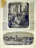 Original Old Antique Print Offering Religious Normandy Post Mail French 1854