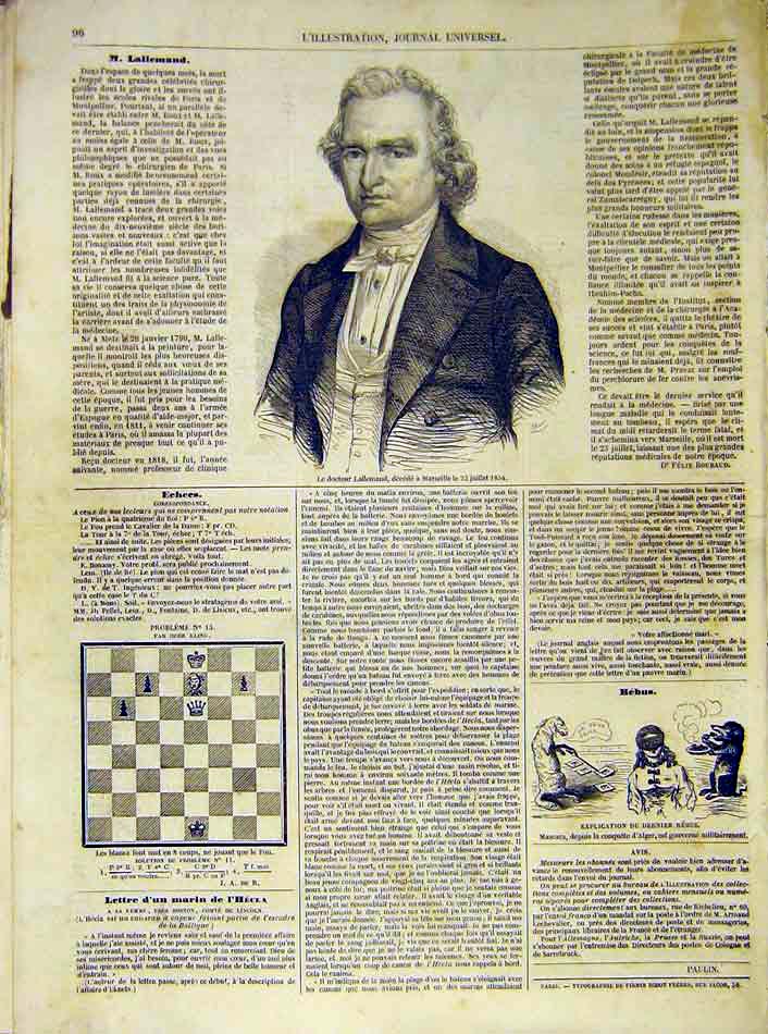 Original Old Antique Print Portrait Docotr Lallemand Marseille French 1854 19th