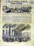 Original Old Antique Print Fire Marseille France French 1854 19th