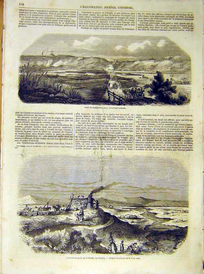 Original Old Antique Print Bucharest Jassy Sereth Valachia French 1854 Victorian