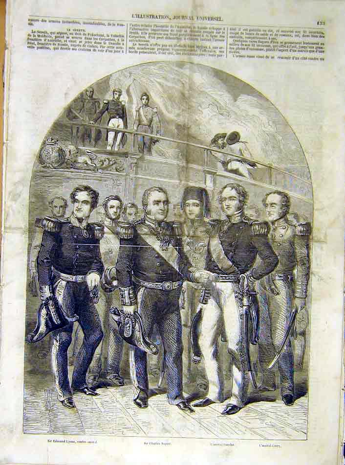 Original Old Antique Print Napier Lyons Dundas Corry Portrait French 1854 19th