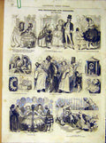 Original Old Antique Print Tuileries Comic Sketches Marcelin French 1854 19th