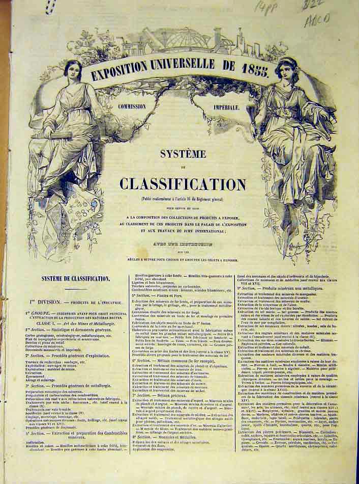Original Old Antique Print Universal Exhibiotn Program System French 1854 19th