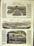 Original Old Antique Print Midi Banquet Mass Religious Troops French 1854 19th