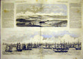 Original Old Antique Print Kalafat Crimea War Battle Ships Squadron 1854 19th