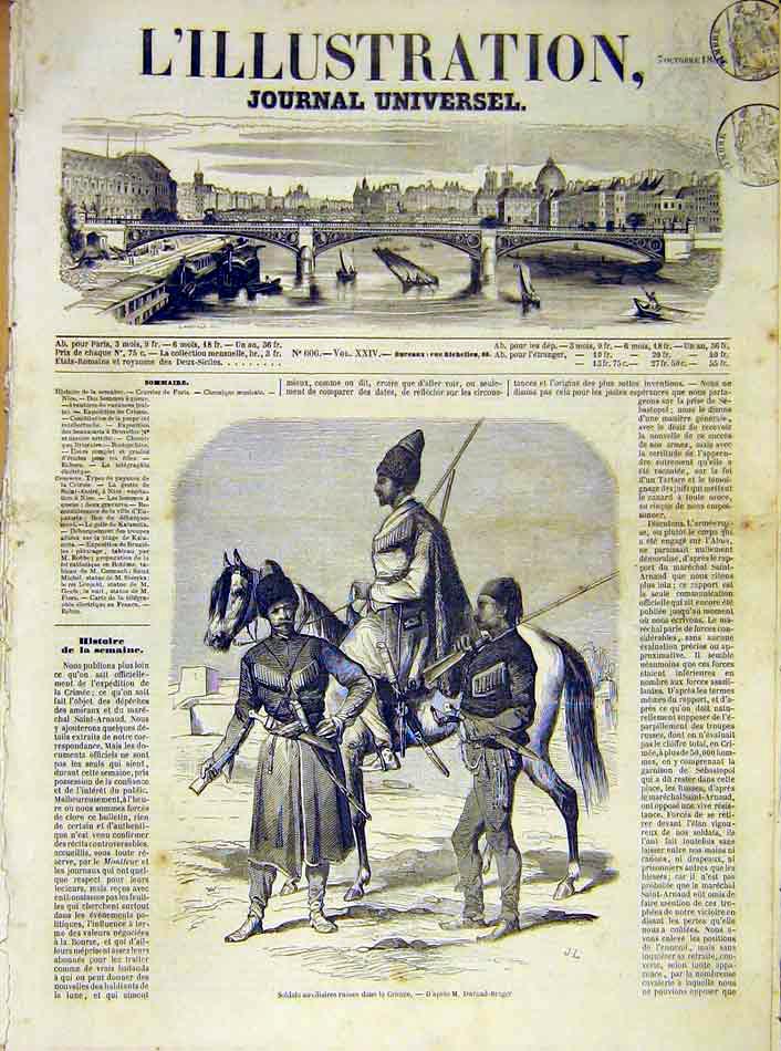 Original Old Antique Print Siers Crimea Russian Uniform Military 1854 Victorian
