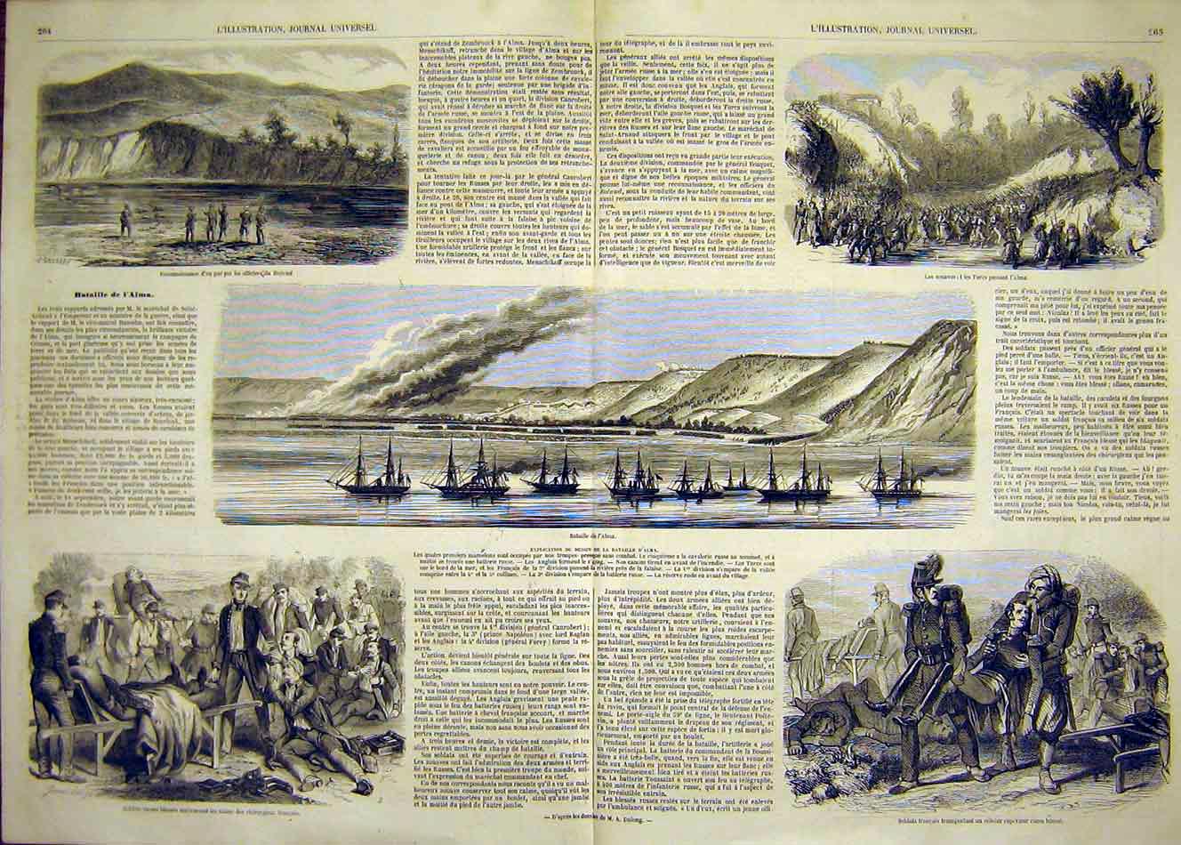 Original Old Antique Print Alma Battle Siers Turks Zouaves French 1854 19th
