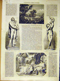 Original Old Antique Print Staue Faune Gumery Sculpture Fine Art French 1854