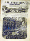 Original Old Antique Print Ceremony Funeral Saint-Arnaud Invalids 1854 Victorian