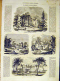 Original Old Antique Print Dcastley Rainey Garden Telegraph Farm French 1854