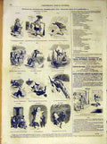 Original Old Antique Print Sketches Months Calendar Year Cham French 1854 19th