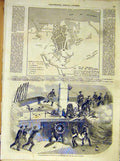 Original Old Antique Print Map Siege Sebastopol Ville-De-Paris Ship 1854 19th