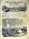 Original Old Antique Print Emperor Champs-Elysees Imperial Guard Paris 1854 19th