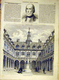 Original Old Antique Print Portrait Girard Inventor Bourse Lille French 1854