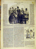 Original Old Antique Print Winter Ladies Fashion Paris French 1854 France 19th