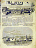 Original Old Antique Print Attack Megere Ship Sebastopol Russian French 1854