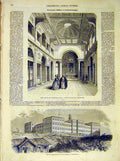 Original Old Antique Print Church Pera Hospital Military Constantinople 1854