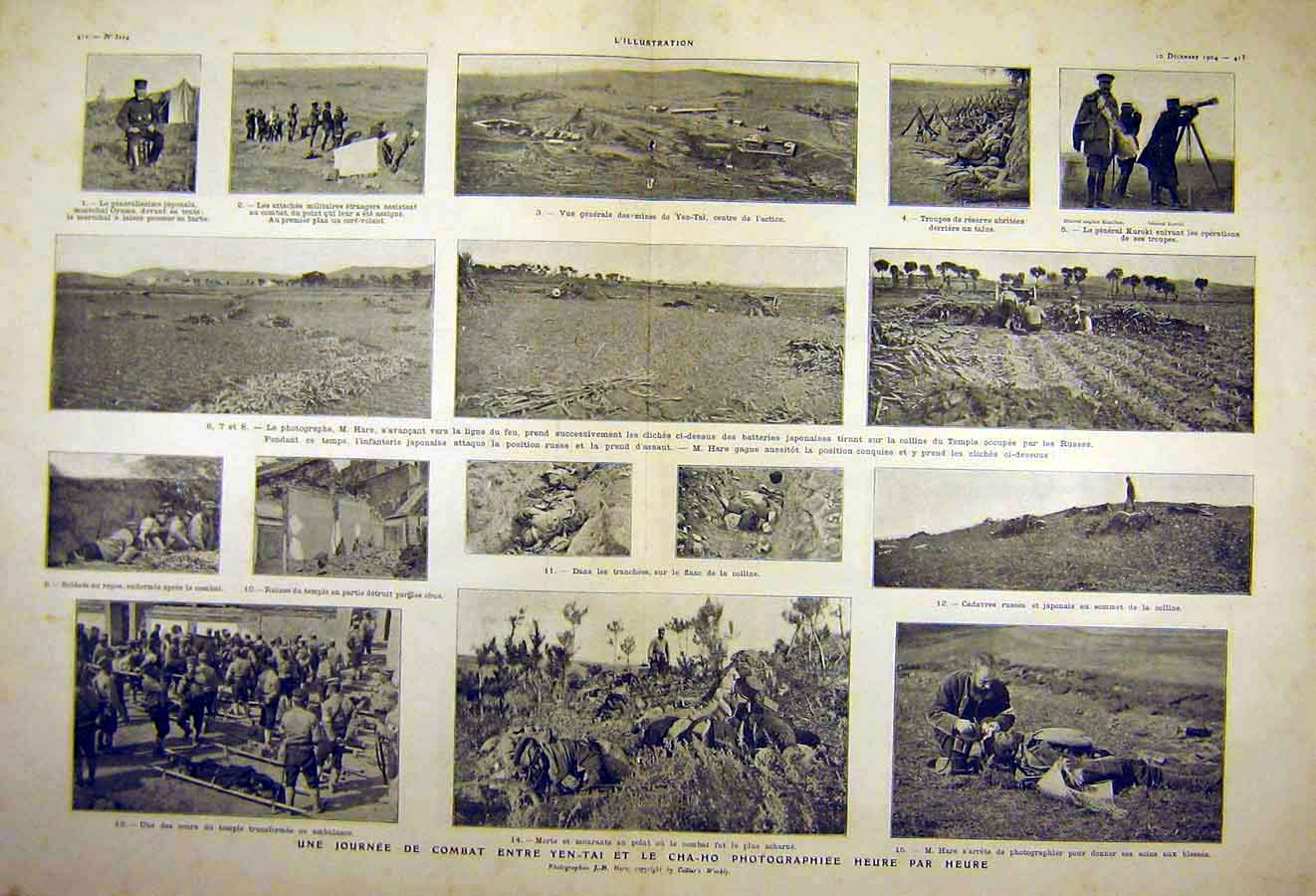 Original Old Antique Print War Cha-Ho Battle Port-Arthur Troops French 1904