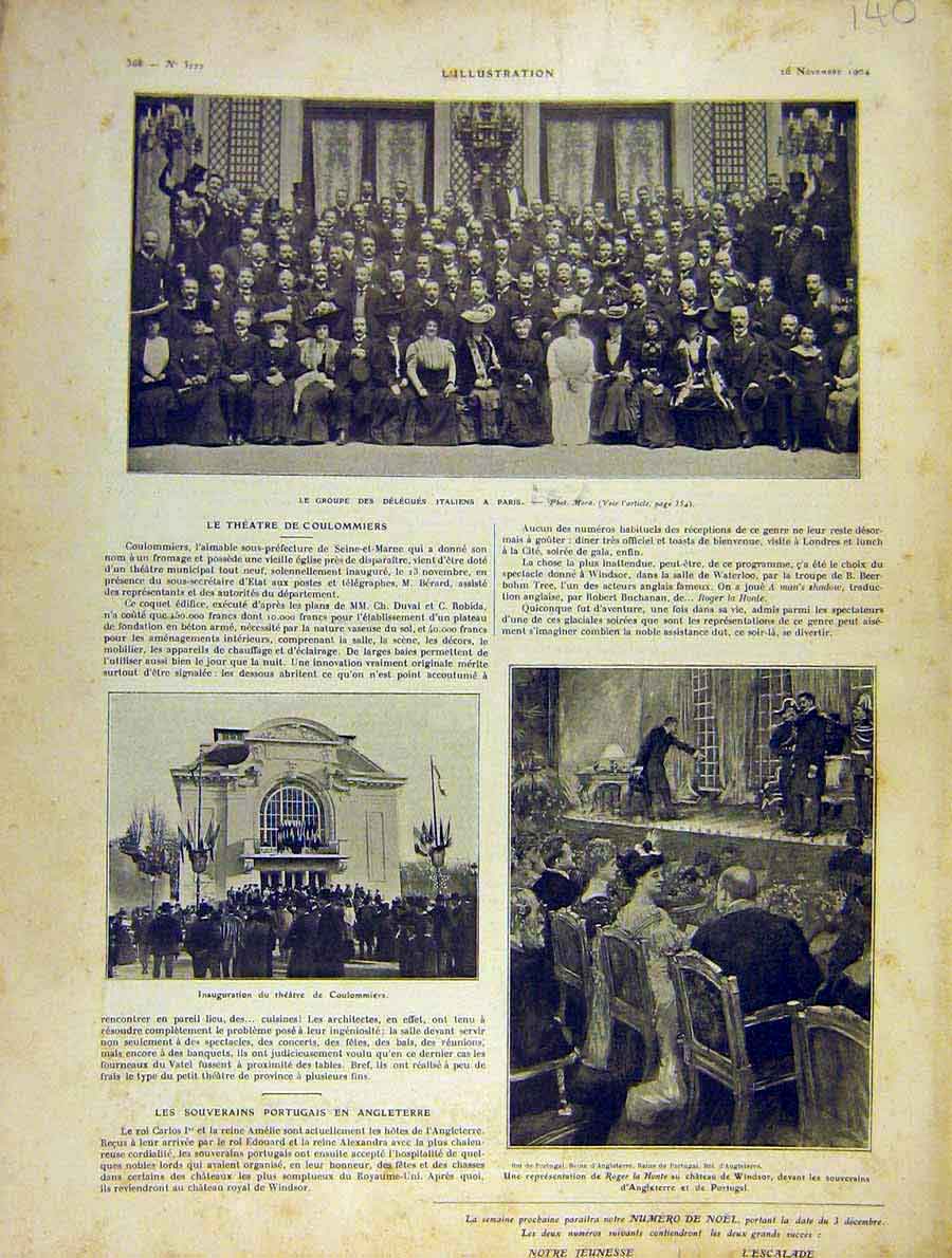 Original Old Antique Print Italian Delegates France Coulommiers French 1904 20th