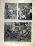Original Old Antique Print Dalny Russian Port-Arthur Abri Japanese Hospital1904