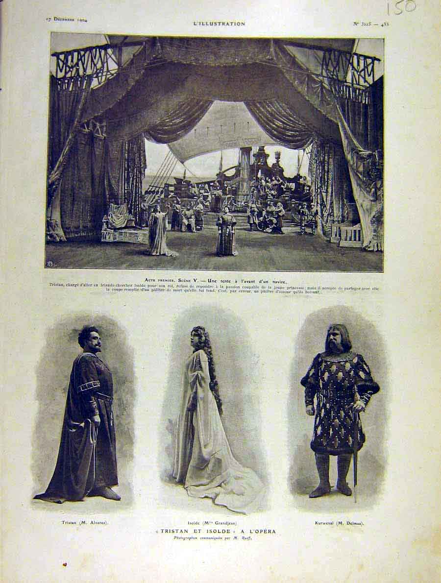 Original Old Antique Print Theatre Alvarez Granjean Delmas Opera French 1904