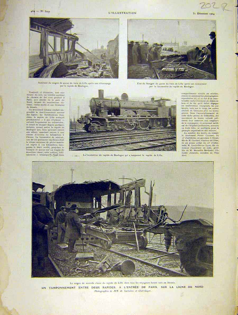Old Antique Print Railway Train Accident Paris Squadron Russian Black-Sea