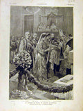 Original Old Antique Print Baptism Prince Piemont Quirinal French 1904 20th