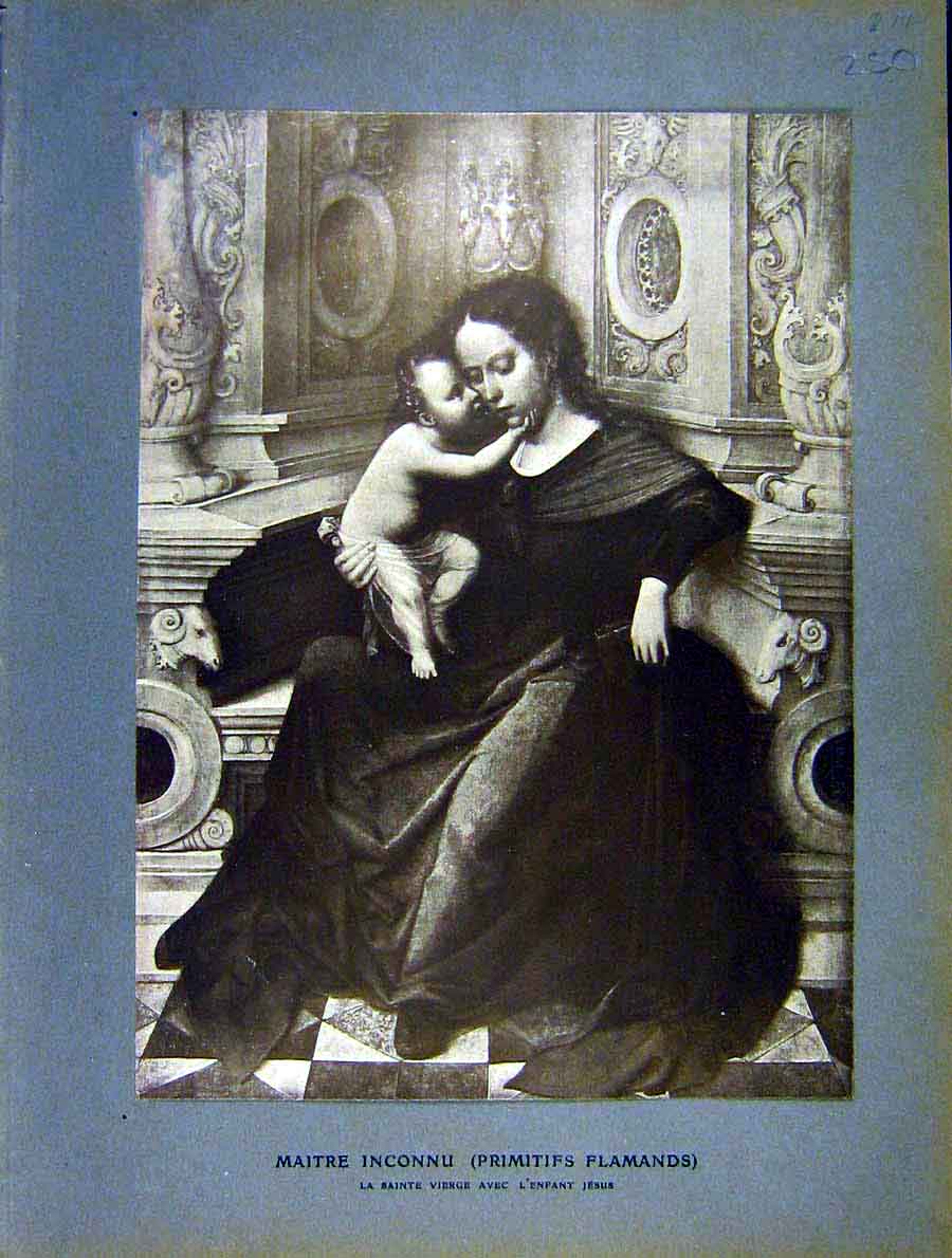 Original Old Antique Print Jesus Child Virgin-Mary Fine Art Religious 1904 20th