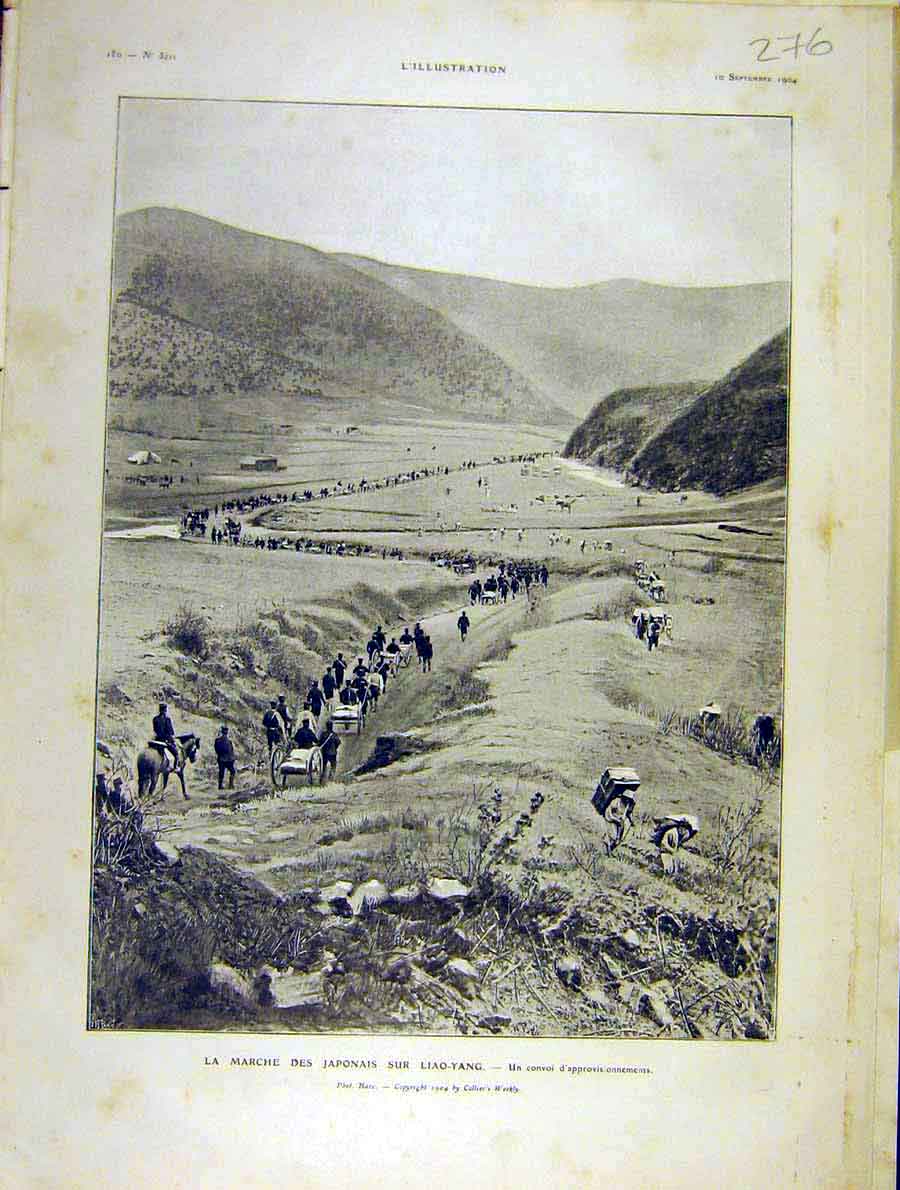 Original Old Antique Print Japanese Liao-Yang War Troops Russian-Japanese 1904