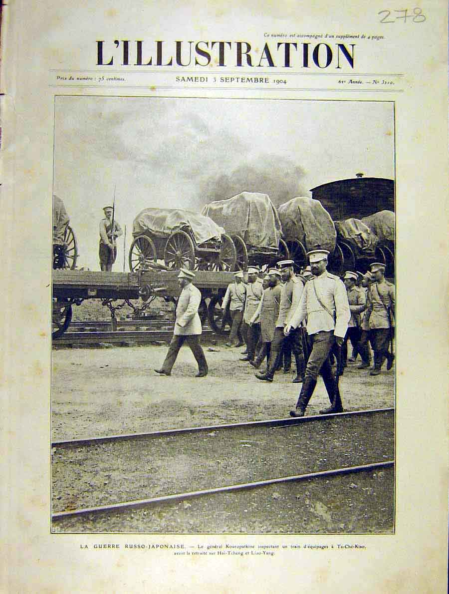 Original Old Antique Print Russian-Japanese War General Kouropatkine 1904 20th