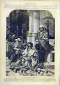 Original Old Antique Print Spanish Church Spain People French 1859 Victorian