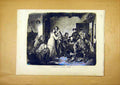 Original Old Antique Print Artist Usurier Debt Payment French 1859 Victorian