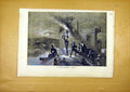 Original Old Antique Print Alarm Fire Troops Siers War French 1859 Victorian