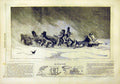Original Old Antique Print Russian Interior Snow Storm Sleigh French 1859 19th