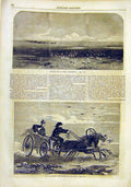 Original Old Antique Print Steppes Caspian Military Russian Courier 1859 19th
