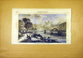 Original Old Antique Print Moselle River Cattle Fine Art French 1859 Victorian