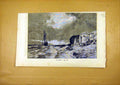 Original Old Antique Print Calm Sea Beach Fine Art French 1859 19th