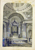 Original Old Antique Print Tomb Emperor Church Cathedral French 1859 Victorian