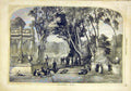 Original Old Antique Print Fete Italian Italy Park French 1859 19th