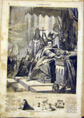 Original Old Antique Print Guillaume Enthronement Cross Fine Art French 1865